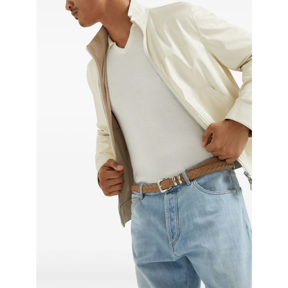 BRUNELLO CUCINELLI Witte Staande Kraag Jas White Heren