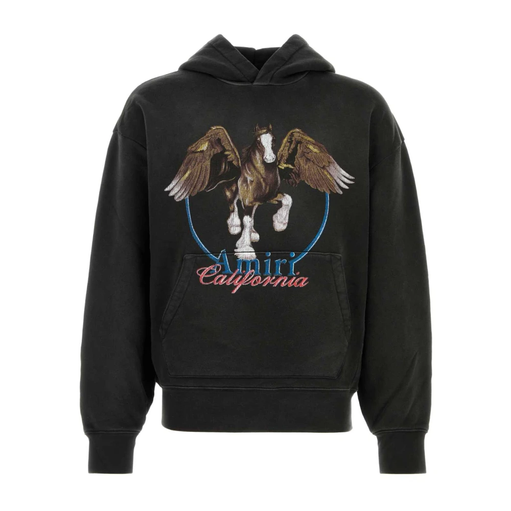 Amiri Black Hoodies, Male, L, Slate Cotton Sweatshirt