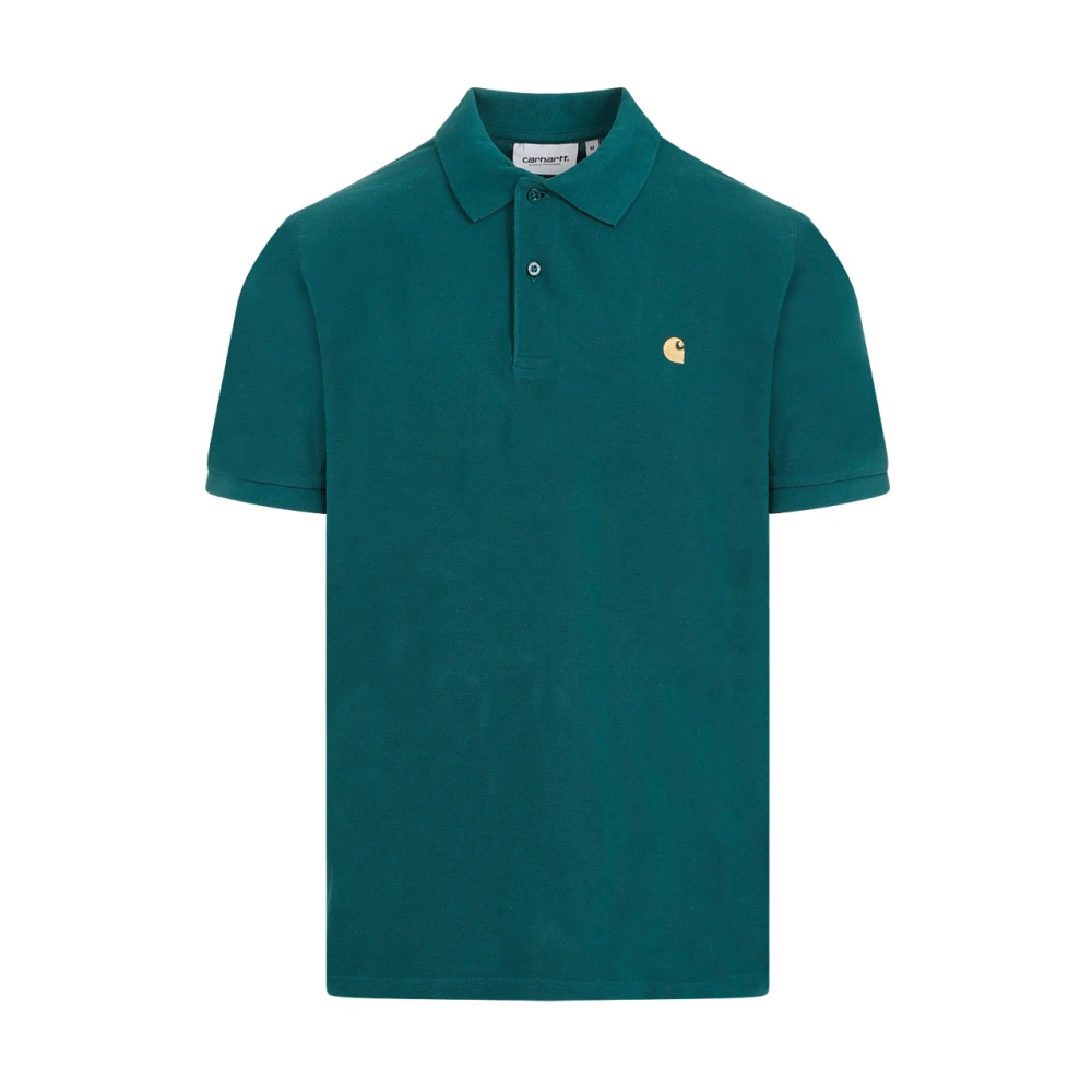 Carhartt WIP Gouden Chase Pique Polo Shirt Green Heren