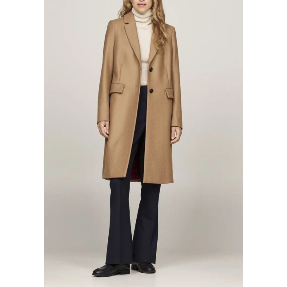 Tommy Hilfiger Klassieke Wollen Blend Damesjas Brown Dames