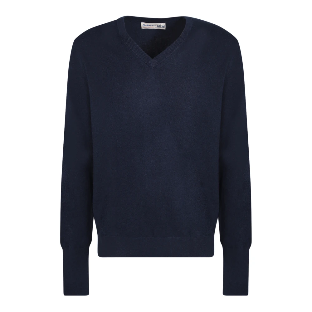 Ballantyne Mörkblå Cashmere -Hals Tröja Blue, Herr