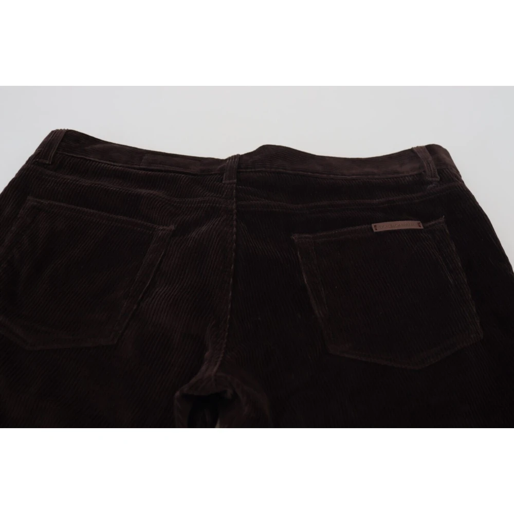 Dolce & Gabbana Elegante Bruine Zijden Broek Brown Heren