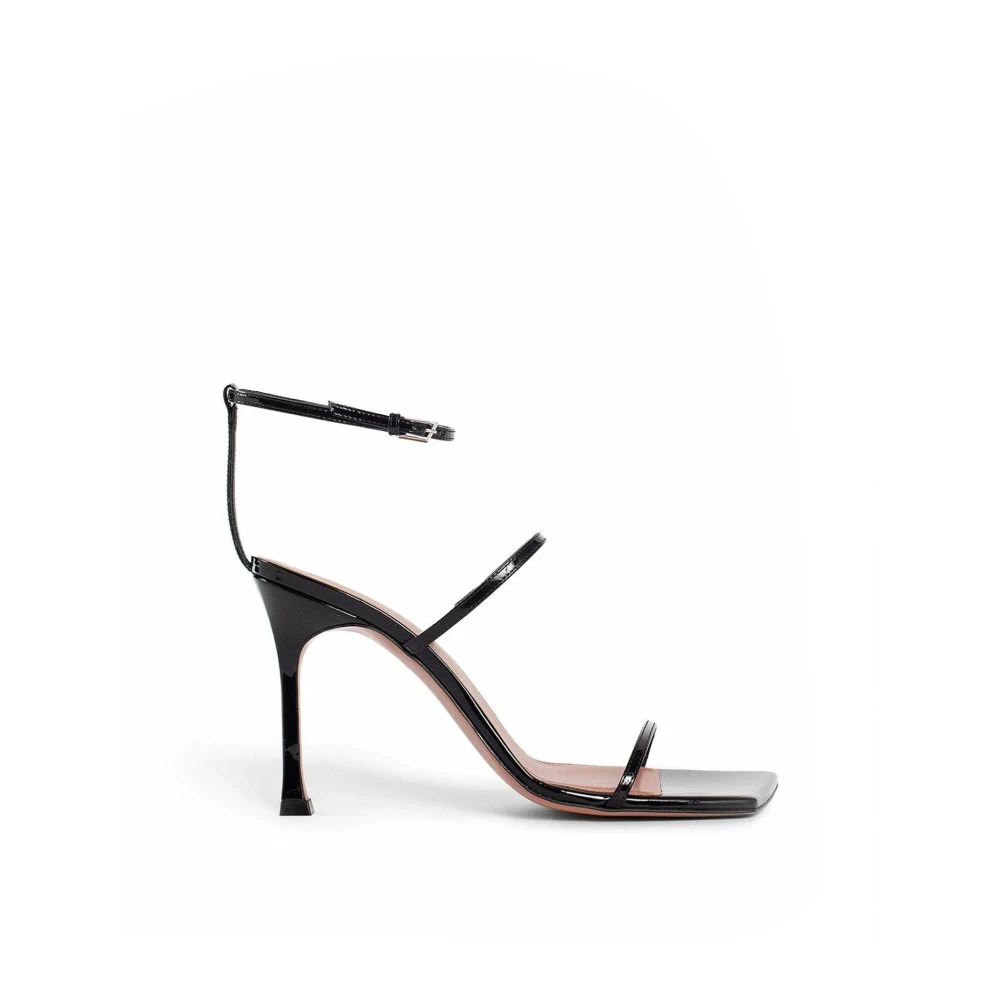 Amina Muaddi Women's Black Sandals With Square Toe