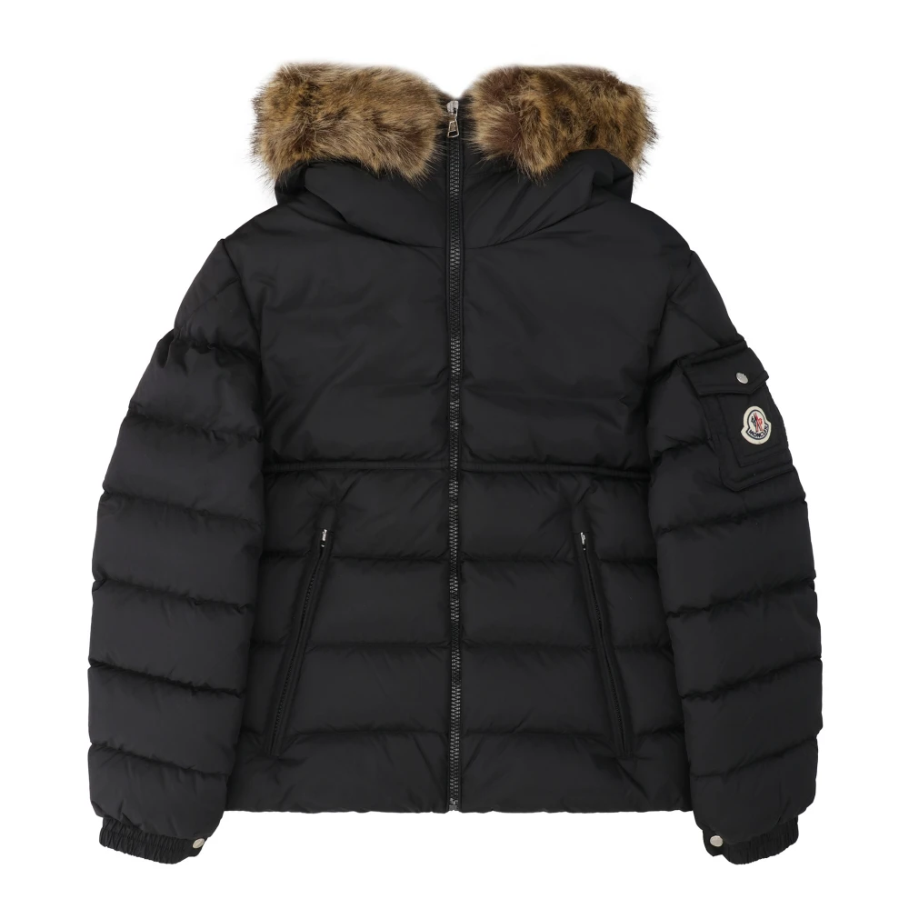 Moncler Men's Black Nylon Hooded Jacket With Faux Fur