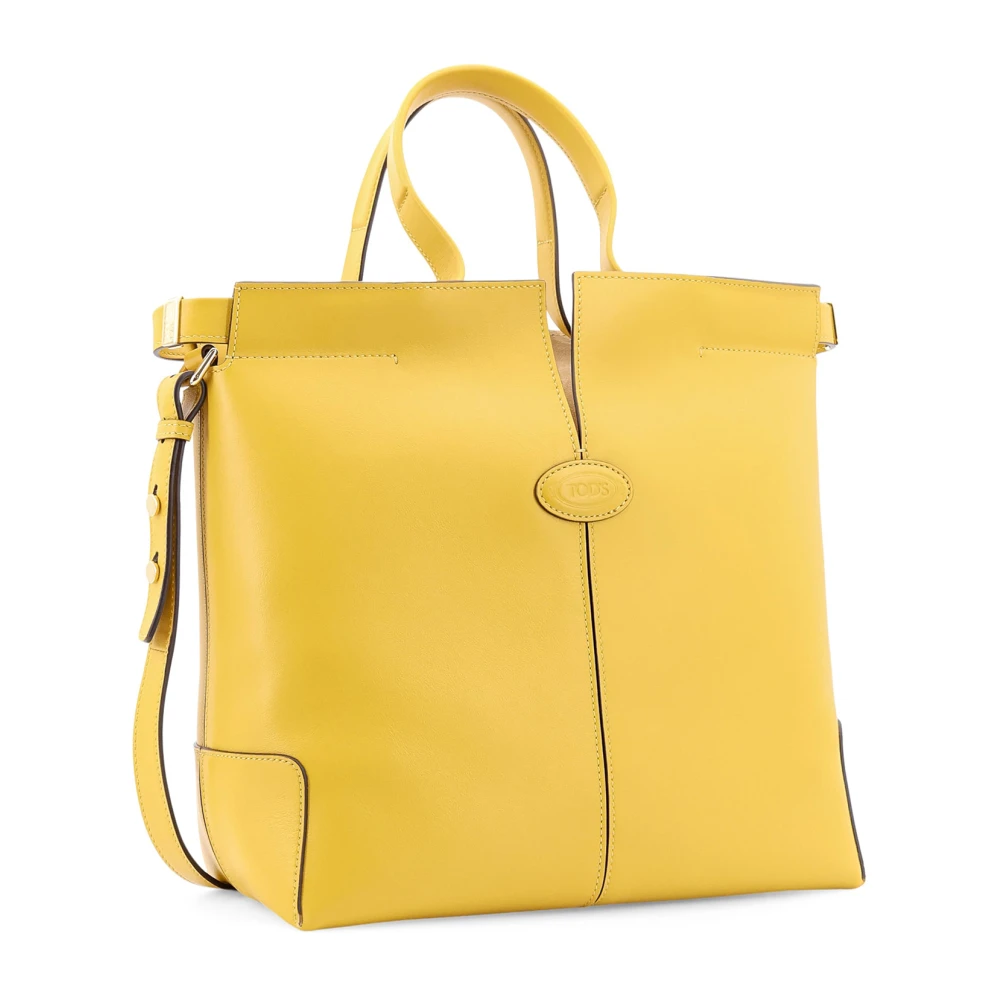 TOD'S Leren Handtas met Frontaal Logopatch Yellow Dames