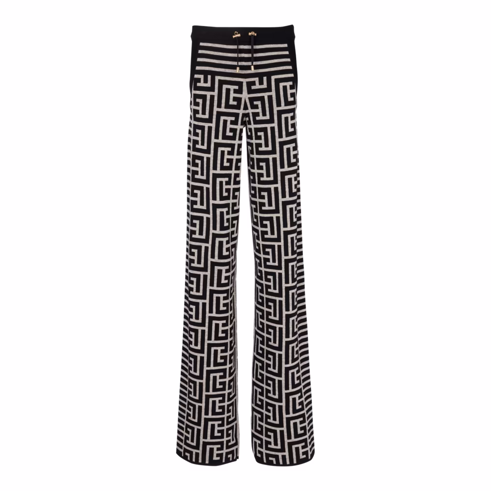 Monogrammed knit trousers