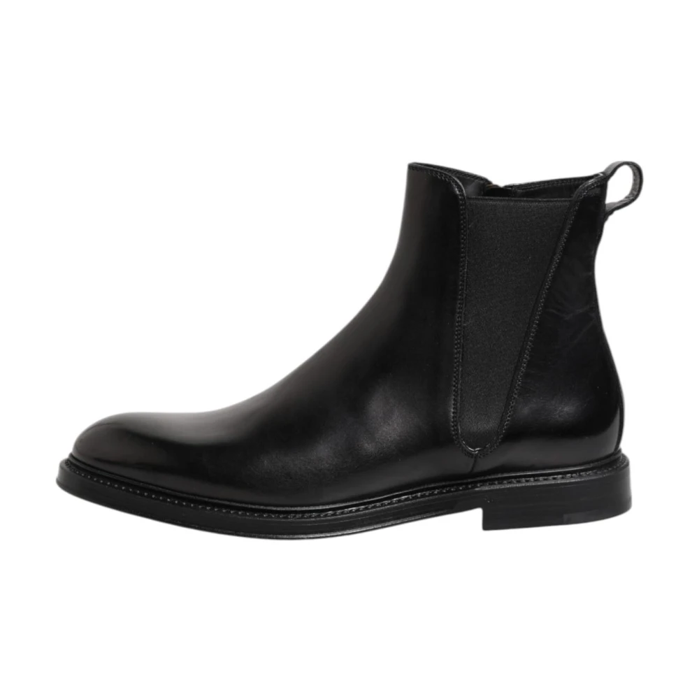 Dolce & Gabbana , Chelsea Boots, Male, Black, 6 Uk, Chelsea Leather Mid Calf Boots
