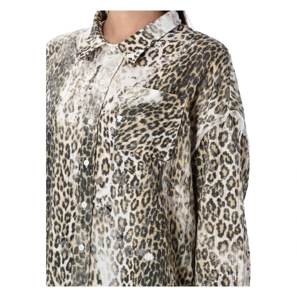 R13 Leopard Print Drop Neck Shirt Multicolor Dames