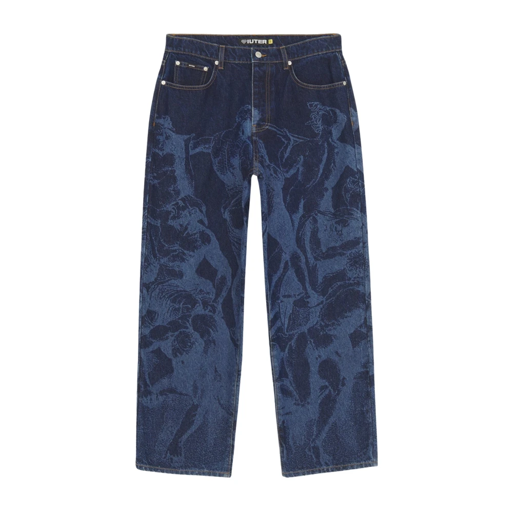 Iuter Blue Baggy Battle Laser Jeans - Male - Loose Fit Jeans - W34 - Jeans