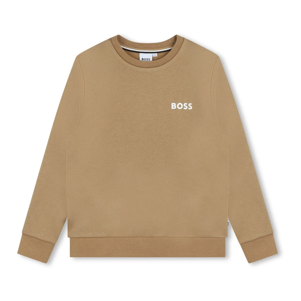 Hugo Boss Logo Sweatshirt Klassisk Bekväm Bomull Polyester Beige, Unisex