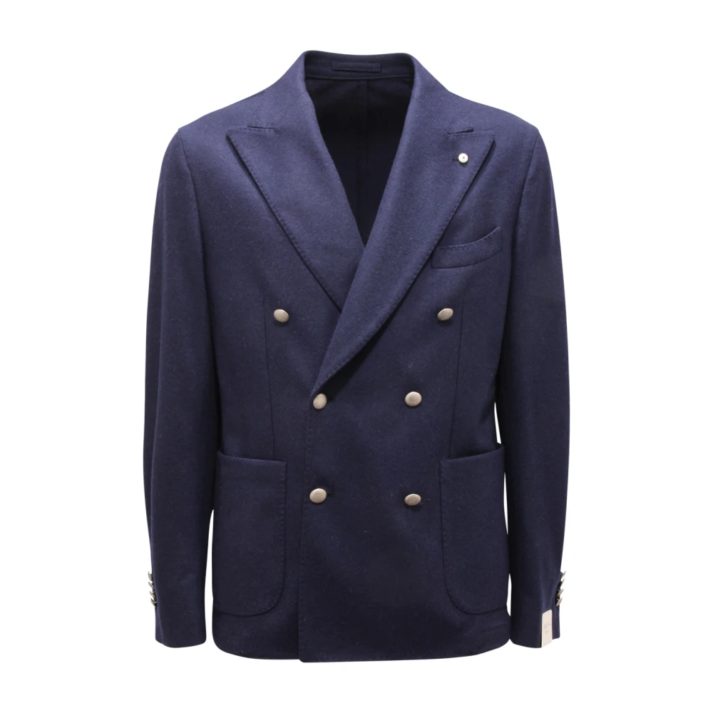 L.b.m. 1911 Men's Blue Blazers, L, Wool Blend Double-Breasted Jacket