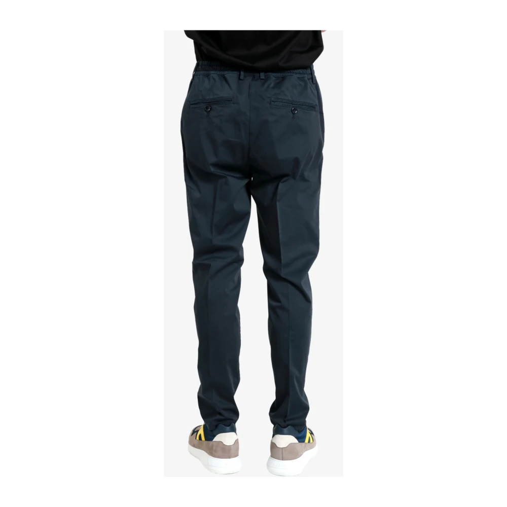 Cruna Blauwe katoenen broek met elastische tailleband Blue Heren