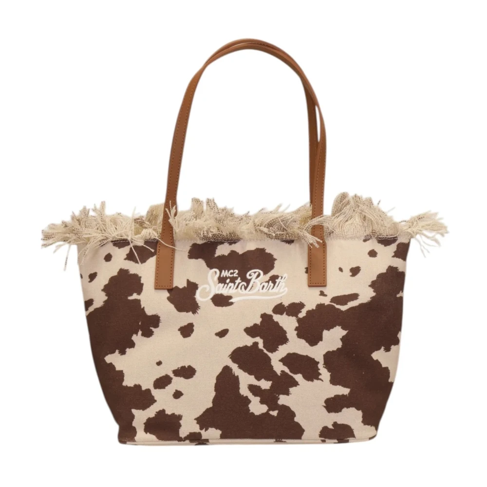 Mc2 Saint Barth Women's Multicolor City Bag Mid Fringe Canvas Cow West 18 Emb - Shopping Bags - One Size - Bags