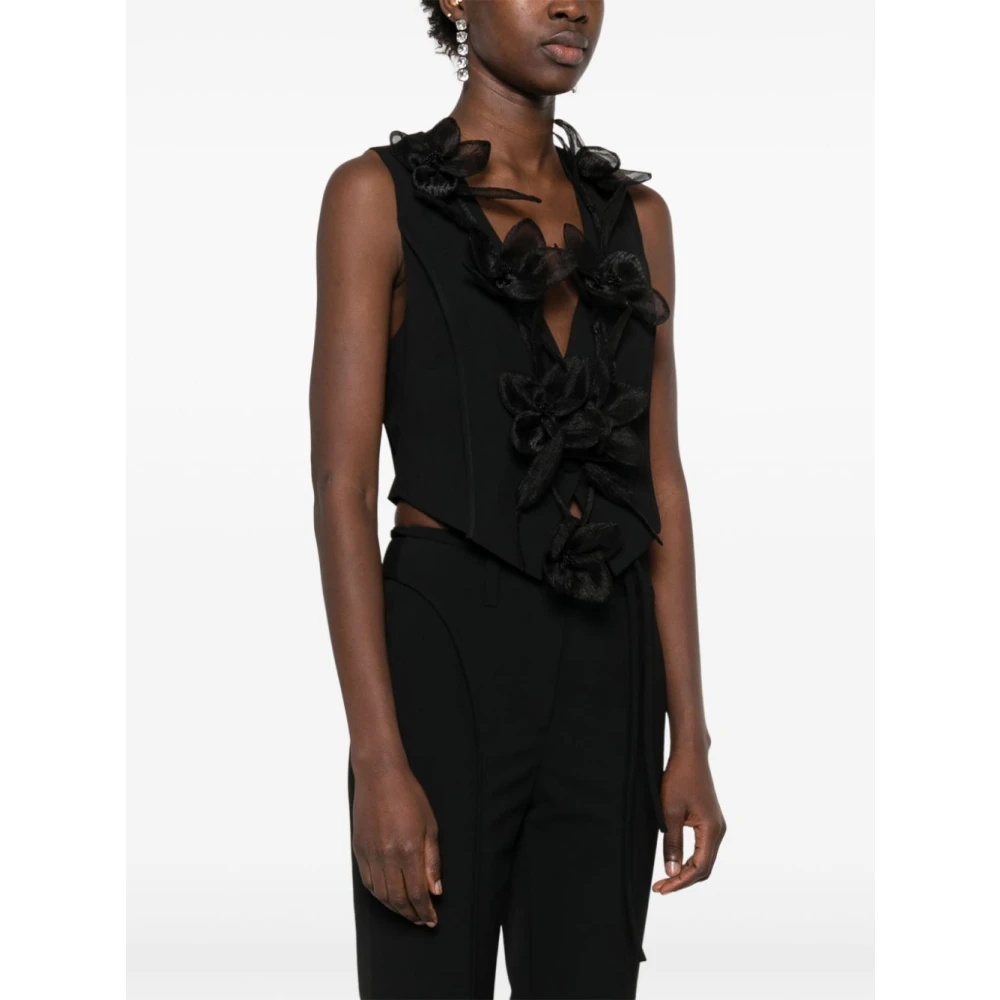 Rotate Birger Christensen Flower Waistcoat Top Black Dames