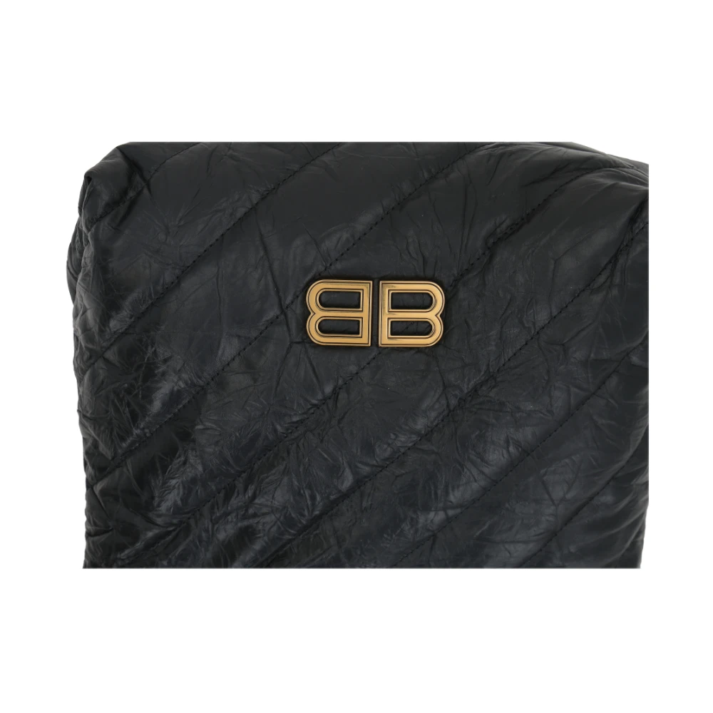 Balenciaga Gewatteerde Zwarte Schoudertas met Antiek Gouden Hardware Black Dames