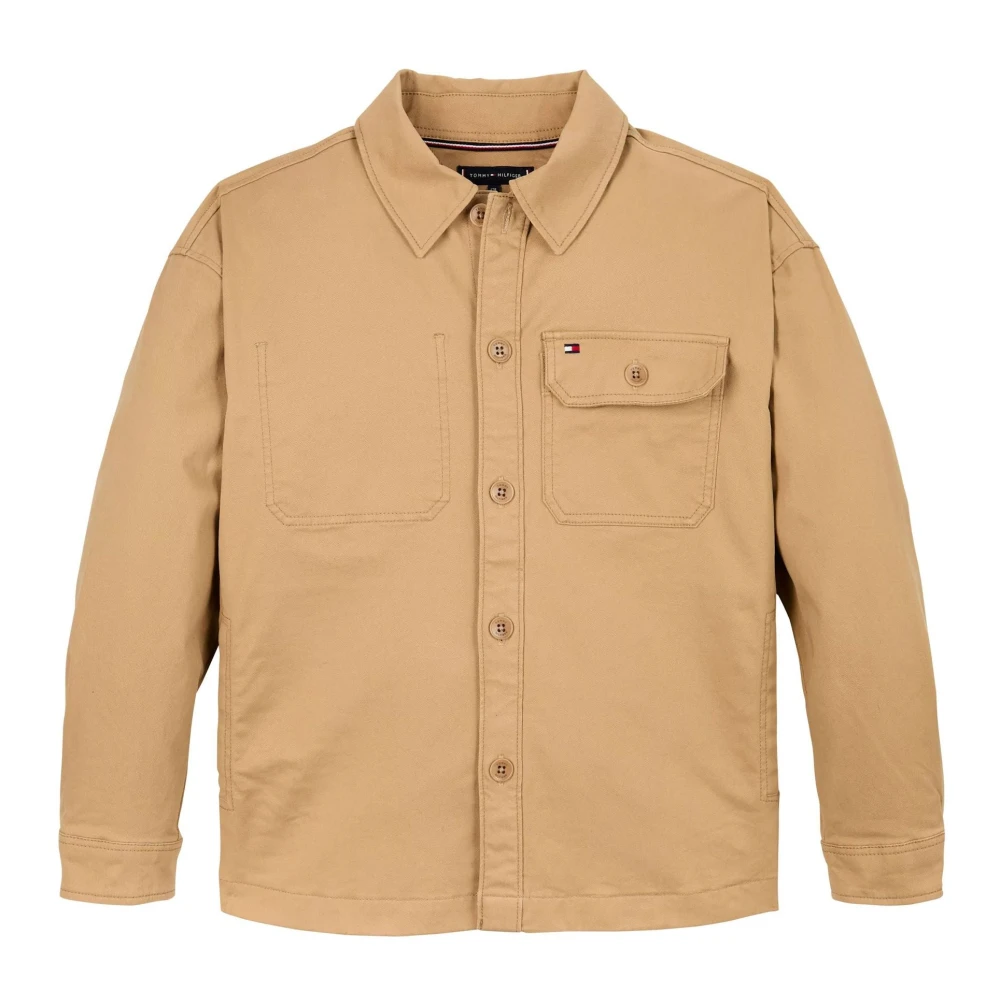 Tommy Hilfiger Mörk Beige Elegant Overshirt Skjorta Beige, Pojke