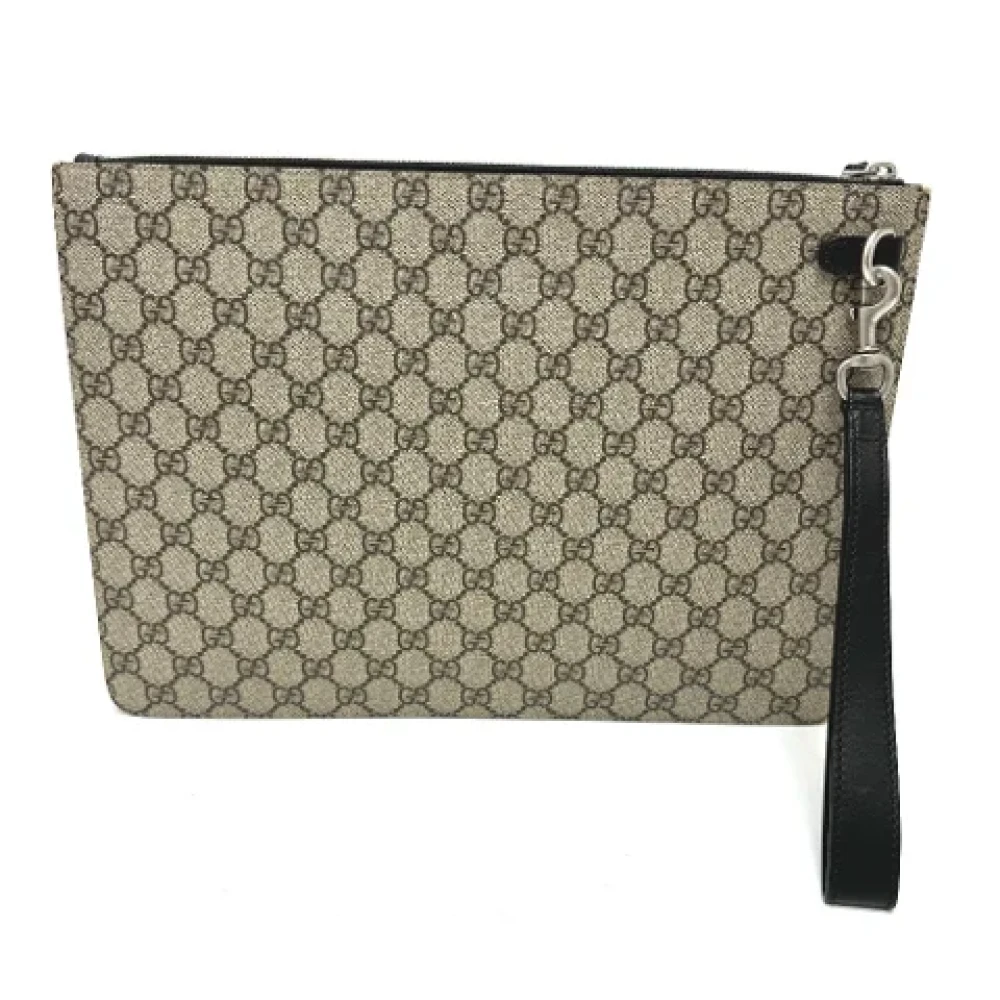 Gucci Vintage Pre-owned Canvas clutches Beige Dames