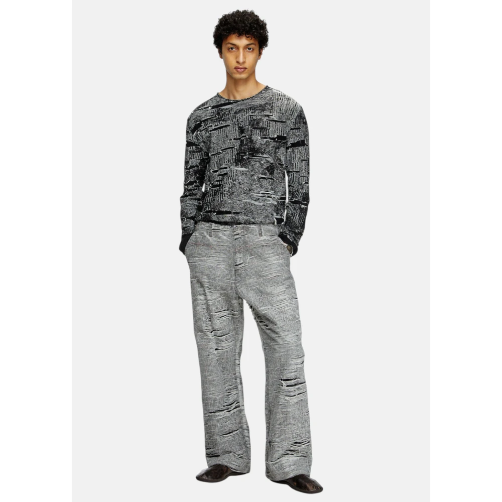 Diesel Lange Mouw Jacquard T-shirt Black Heren