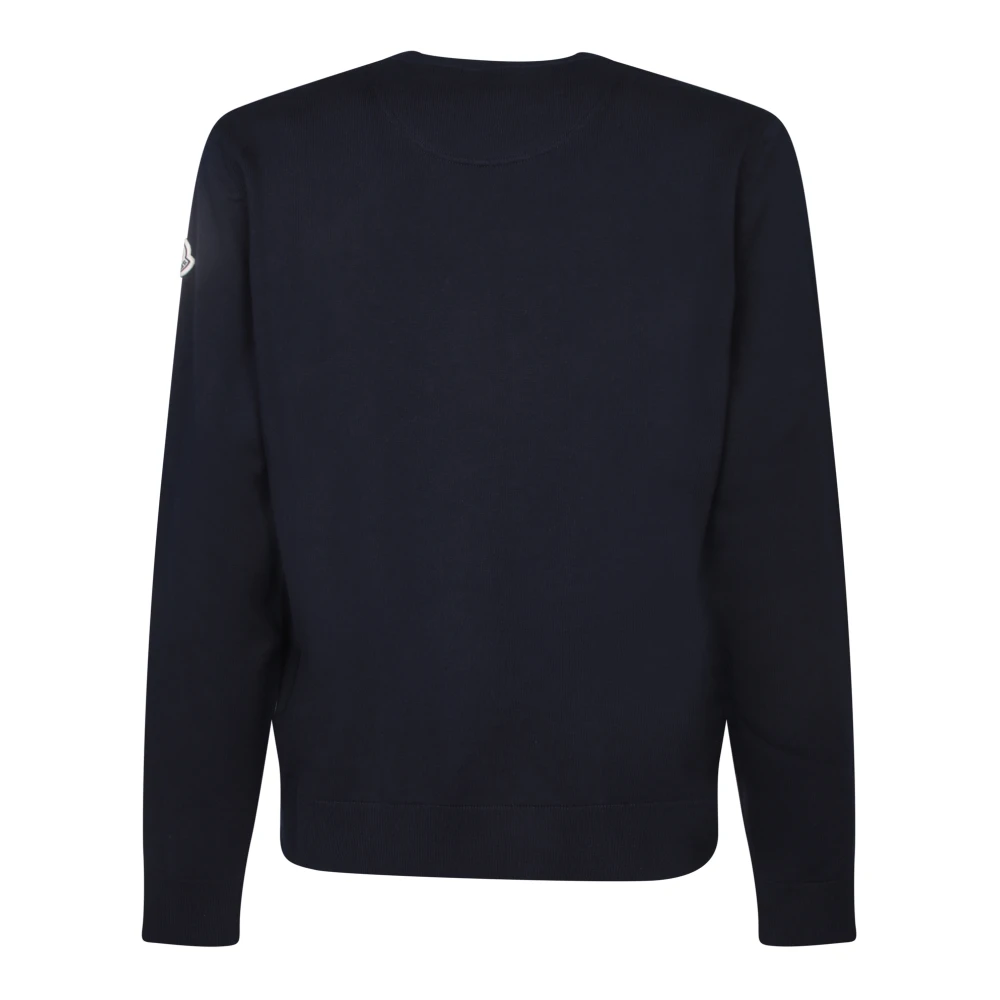 Moncler Blauwe Gebreide Trui met Geborduurde Details Blue Heren