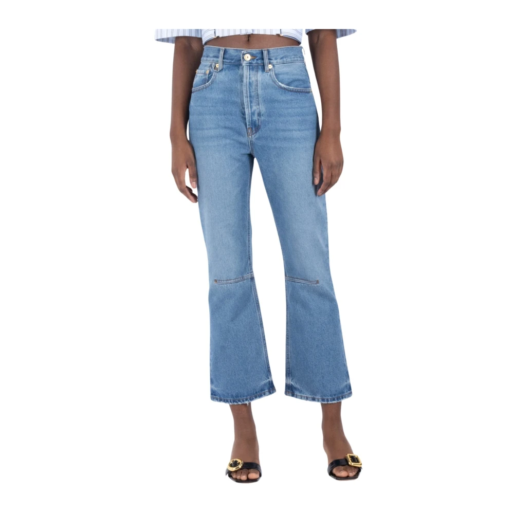 Jacquemus Hoge Taille Cropped Flare Jeans Blue Dames