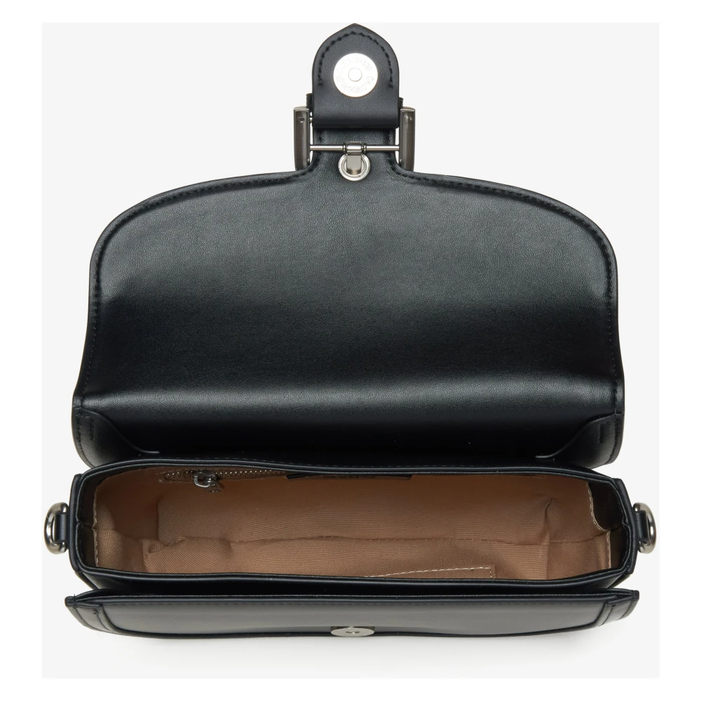 Estro Dames Zwarte Leren Hoefijzer Schoudertas Er00115771 Black Dames