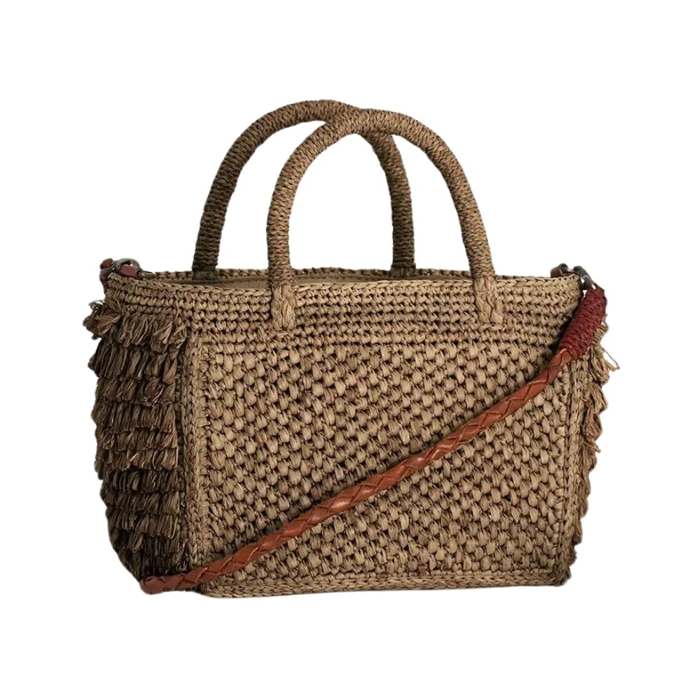 Ibeliv Gehaakte Raffia Cocktailtas Beige Dames