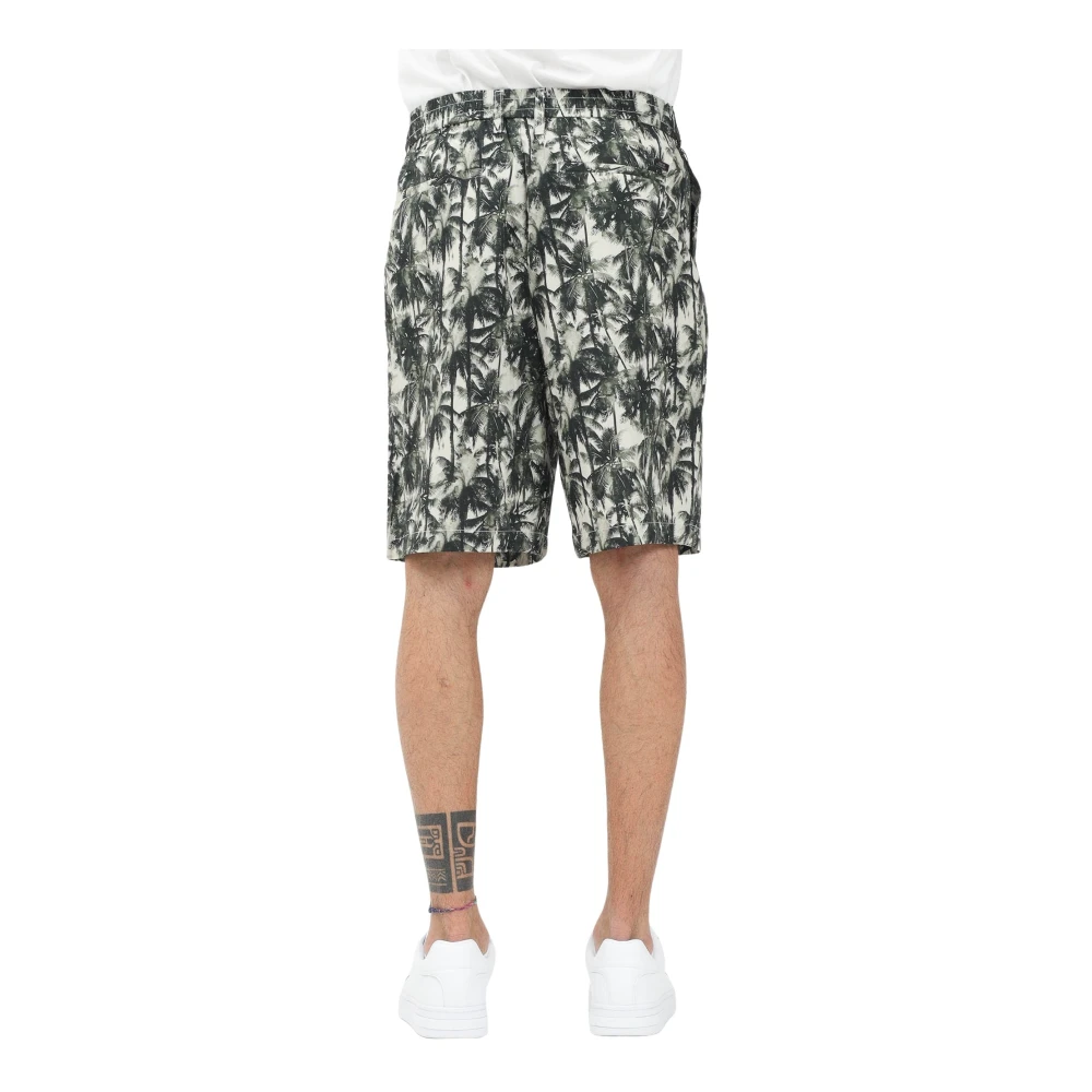 Armani Exchange Tropische Palmprint Casual Shorts Green Heren