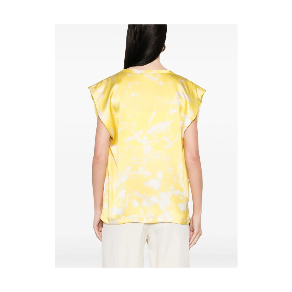Fabiana Filippi Jasmijn Geel Bladprint Boothals Multicolor Dames
