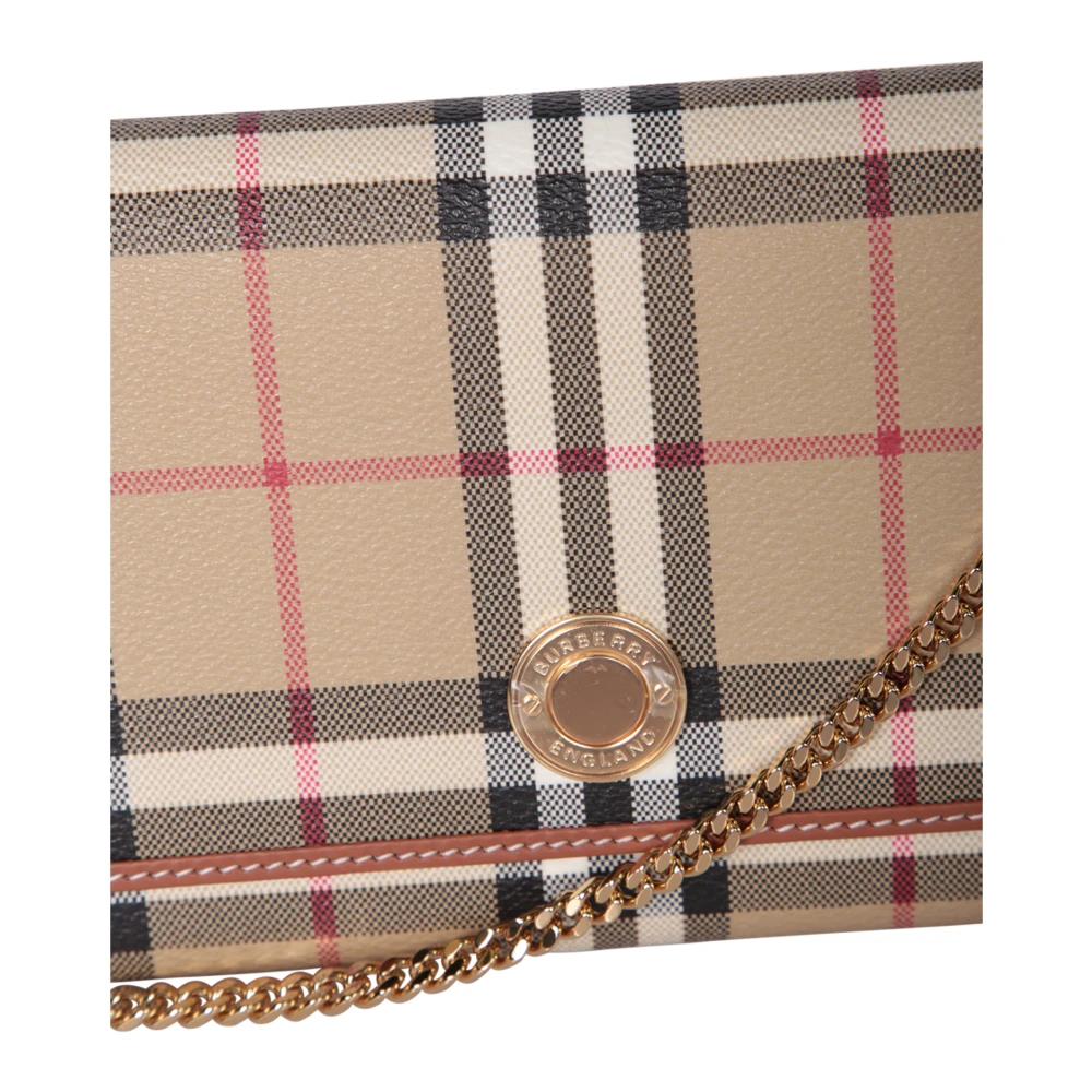 Burberry Gouden Ketting Schouderband Tas Beige Dames