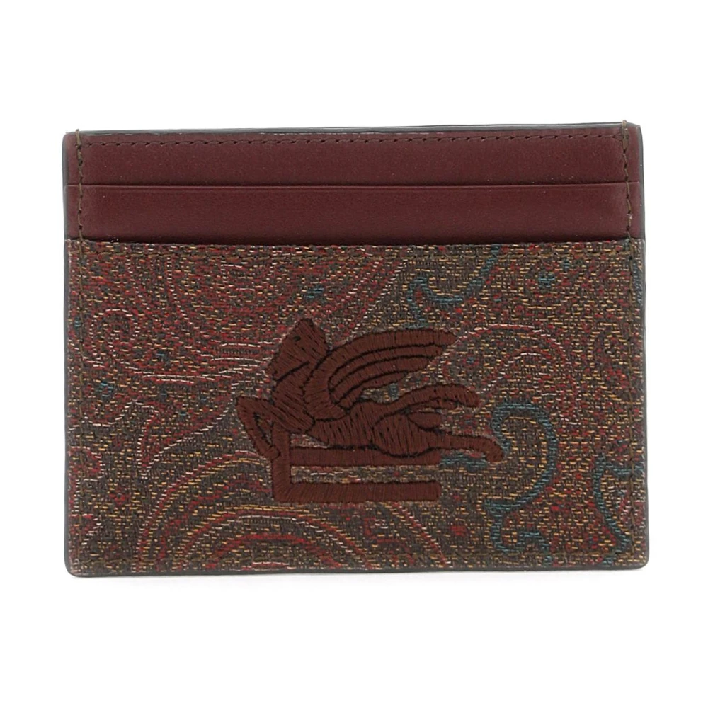 Etro Paisley Jacquard Kreditkortshållare med Broderad Pegasus Logotyp Multicolor, Dam