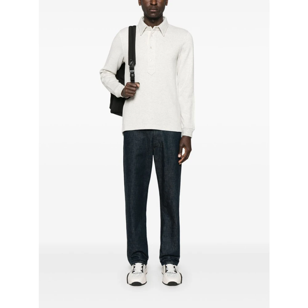 Tom Ford Heather Grey Polo Shirt met lange mouwen Gray Heren