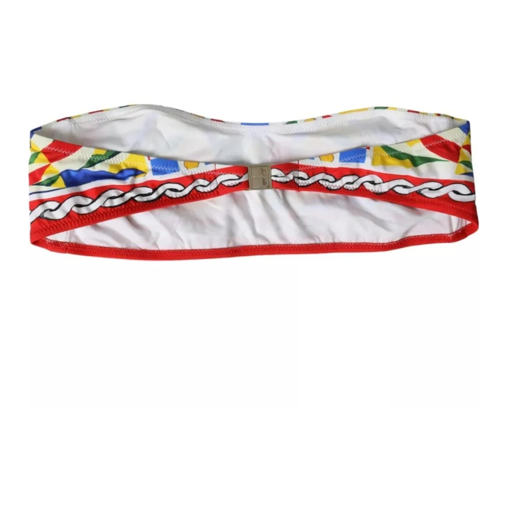 Dolce & Gabbana Carretto Print Bandeau Bikini Top Multicolor Dames