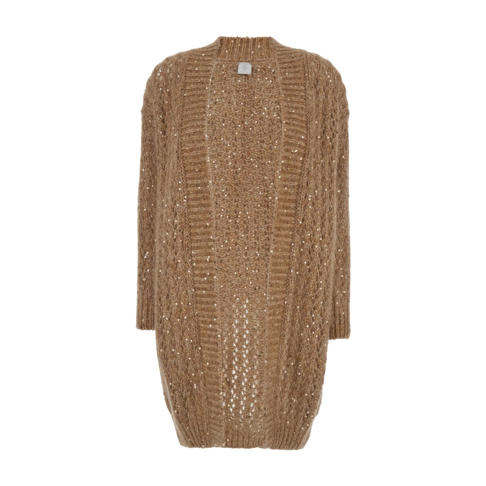 Eleventy Beige Lång Kofta Sweaters Beige, Dam