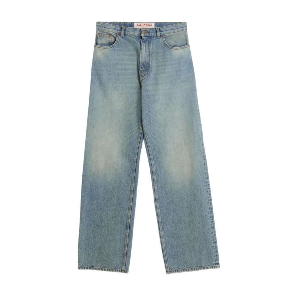 Valentino Denim Jeans With Concealed Fly - Male - Straight Fit Jeans - Blue - W32 - Jeans