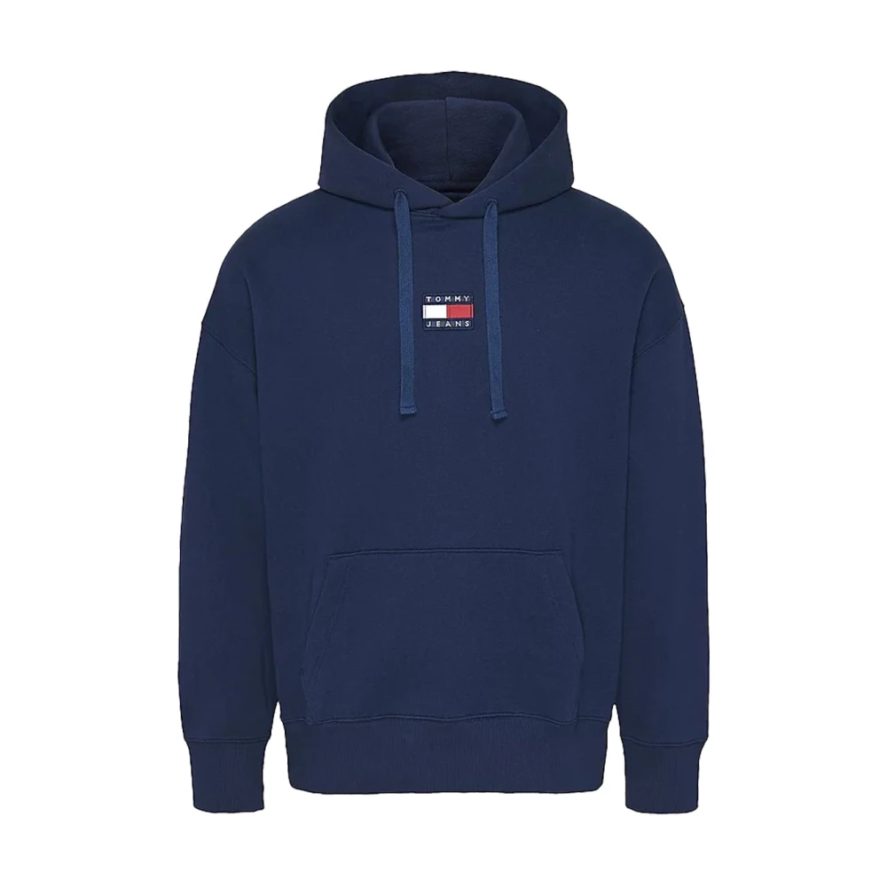 Tommy Jeans Men's Blue Hoodies, L, Cotton Hoodie With Iconic Badge