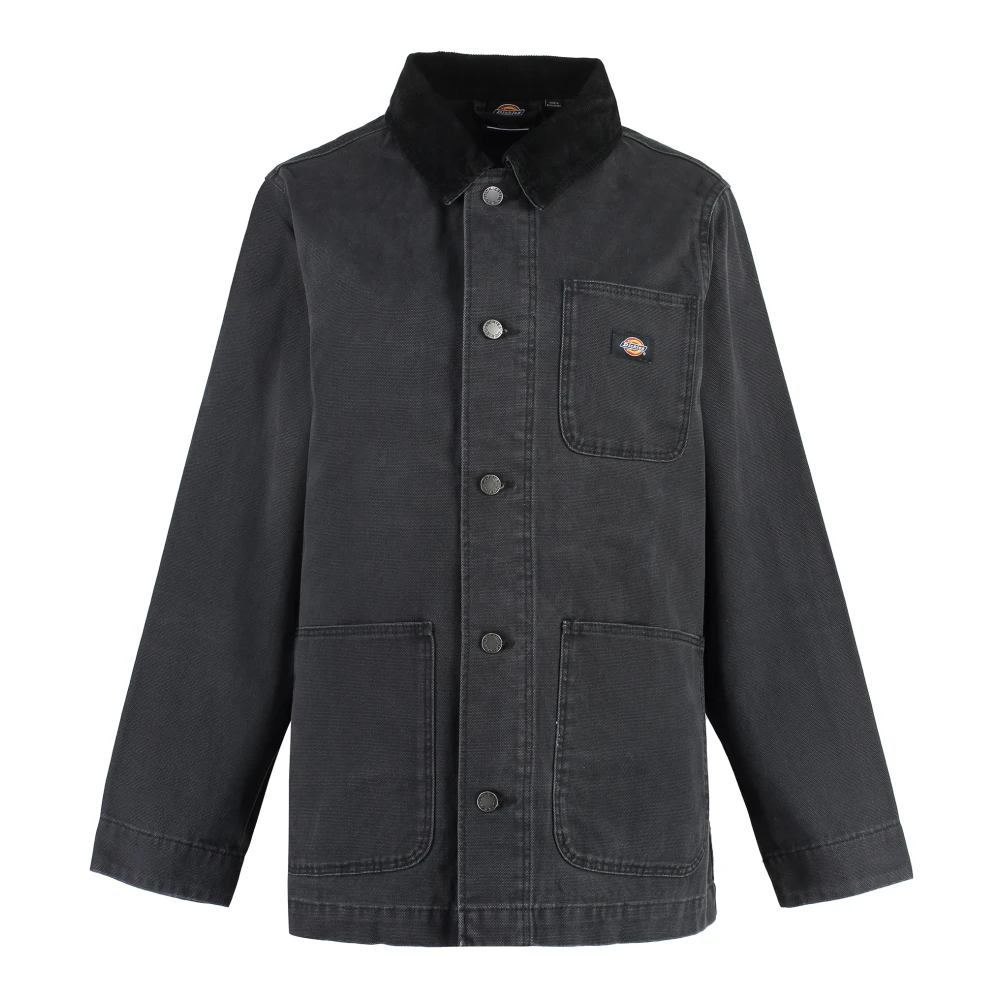 Dickies Katoenen jas met geribbelde kraag Black Dames