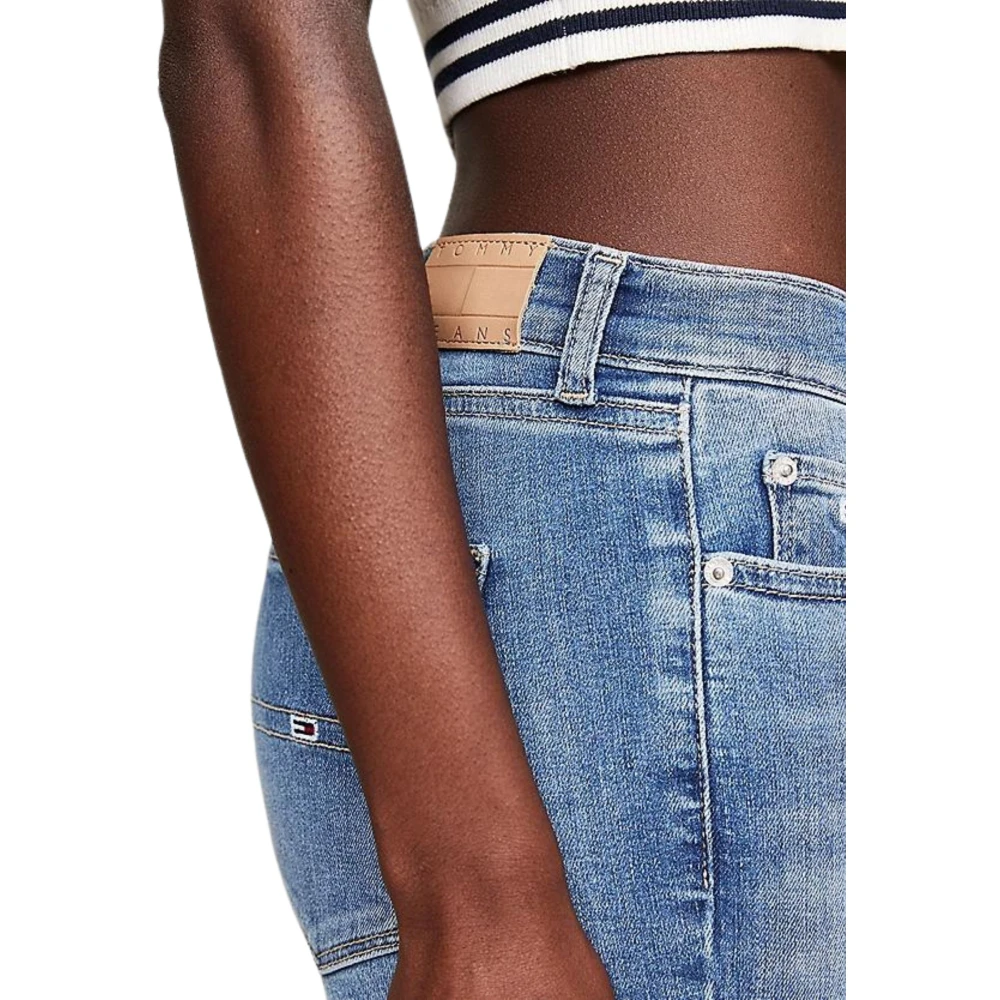 Tommy Hilfiger Skinny Denim Jeans met Distressed Details Blue Dames