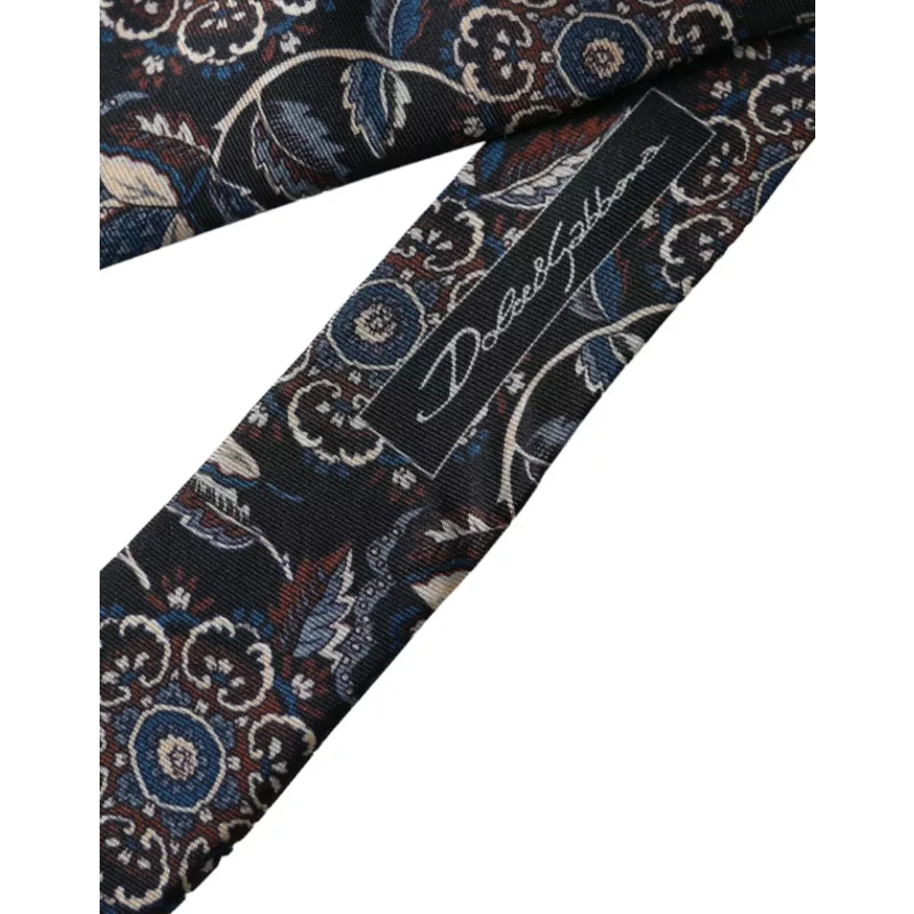 Dolce & Gabbana Zwarte zijden stropdas met bloemenpatroon Multicolor Heren