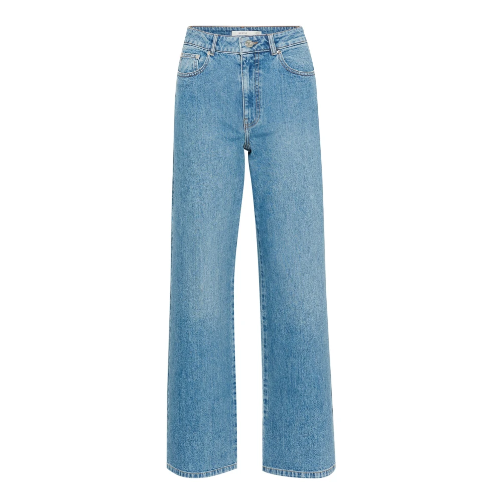 Gestuz Blue Wide Jeans, Female, W28, Wide Leg Mid Jeans
