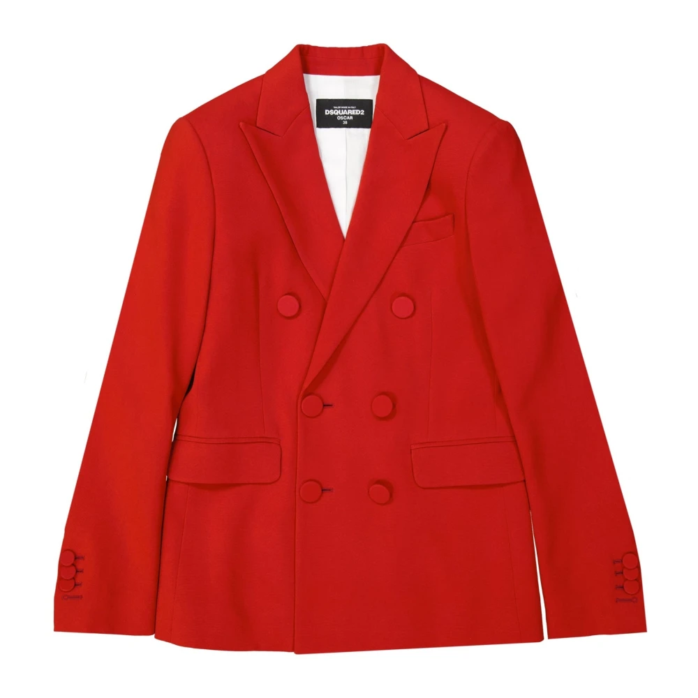 Dsquared2 Red Double-Breasted Jacket With Button Closure - Female - Blazers - Xs - Jackets