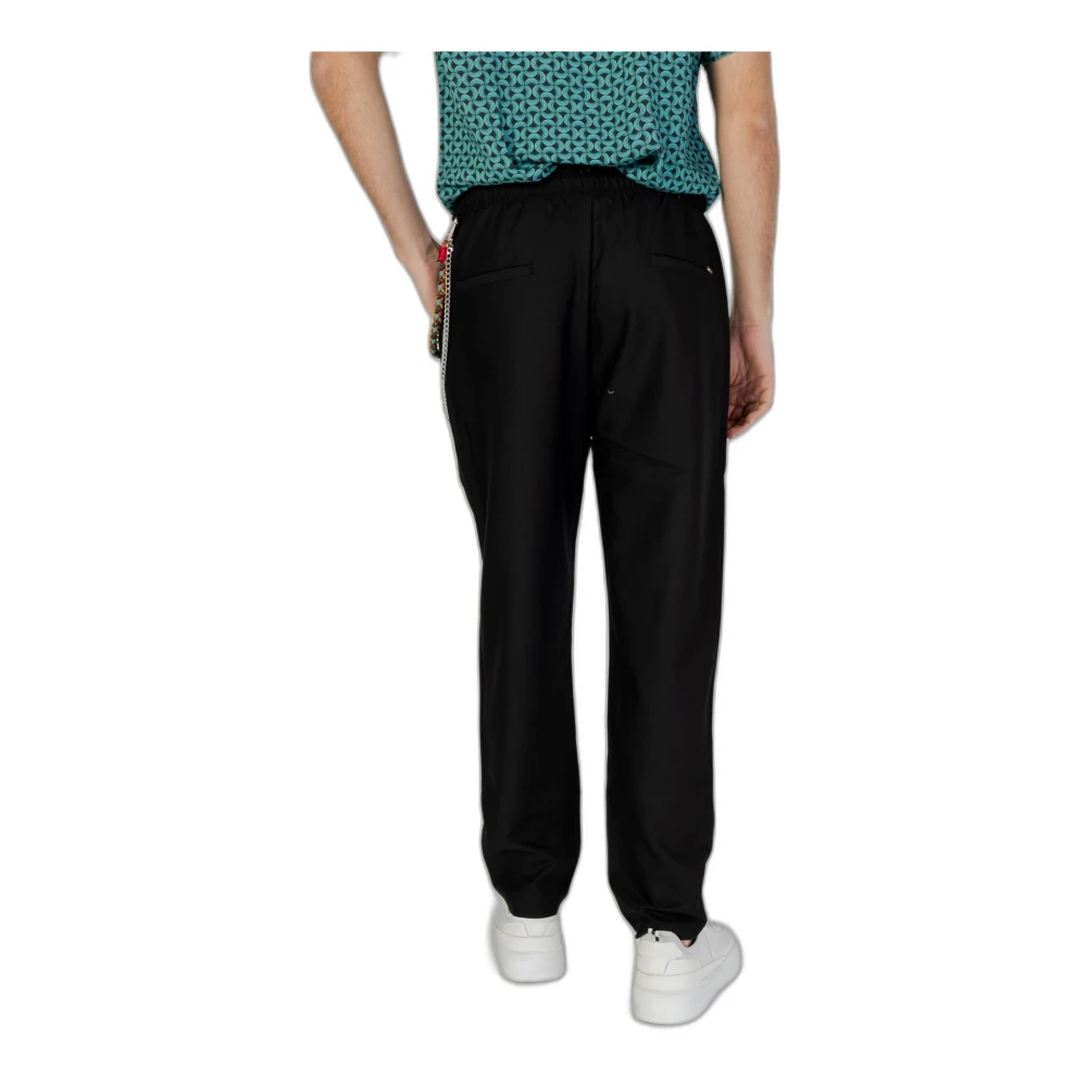 Gianni Lupo Zwarte broek met veters en zakken Black Heren