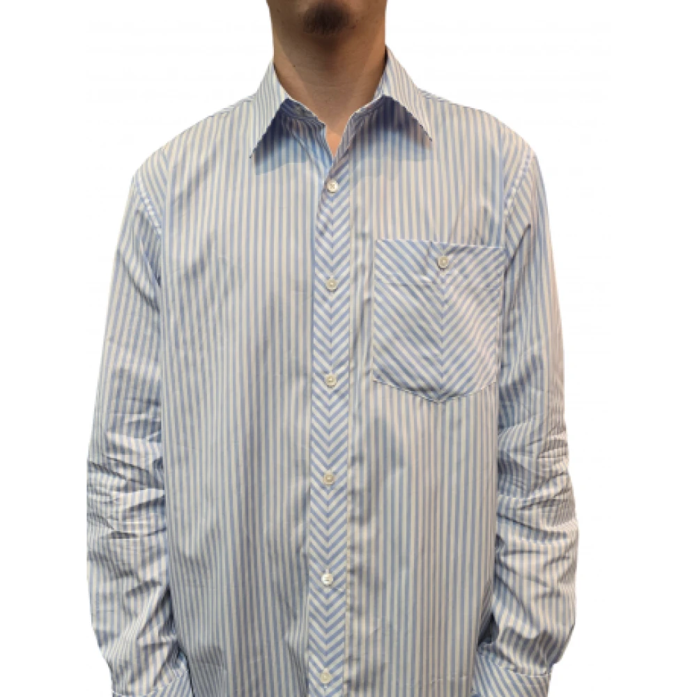 Paul Smith Blauw en wit gestreept katoenen overhemd Blue Heren