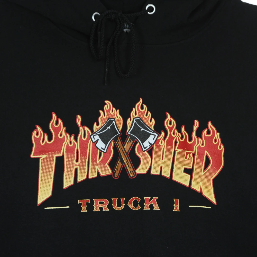 Thrasher Zwarte hoodie met vrachtwagenprint Black Heren