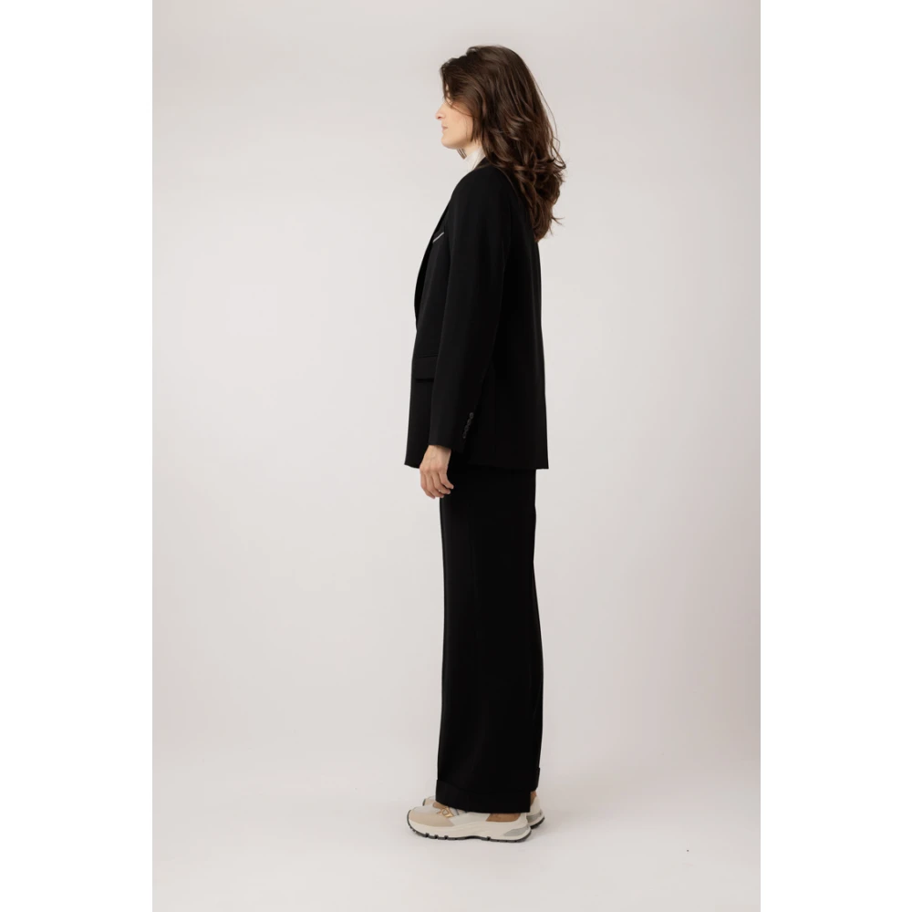 PESERICO Klassieke rechte broek Black Dames