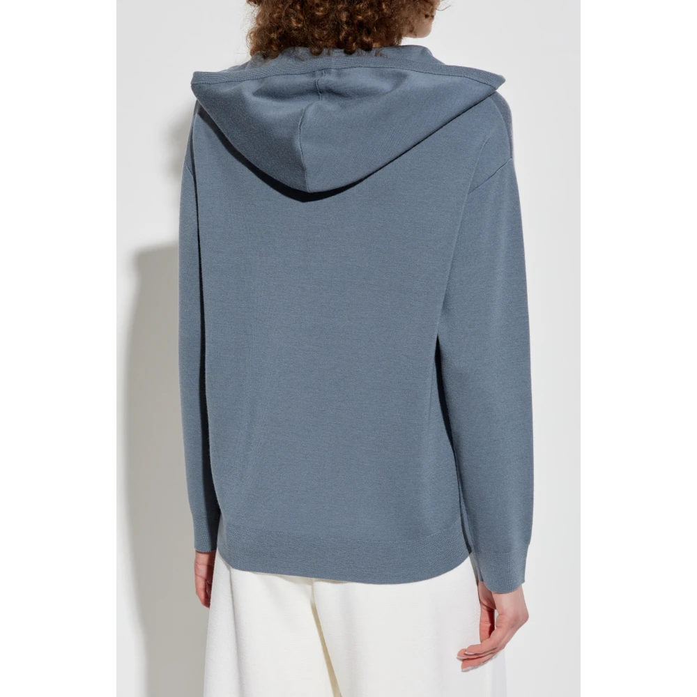 Max Mara Wollen hoodie Sfinge Blue Dames
