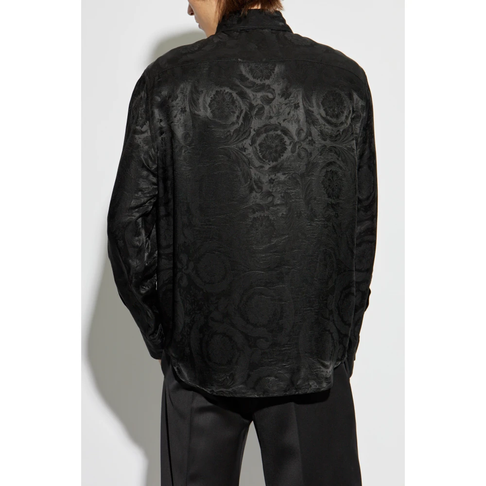 Versace Shirt met Barocco patroon Black Heren
