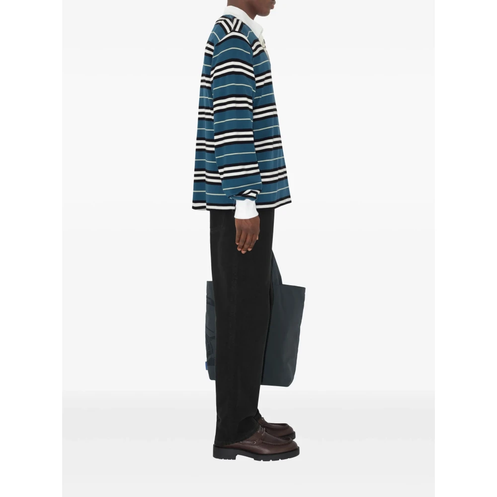 Burberry Blauw Gestreept Poloshirt Blue Heren