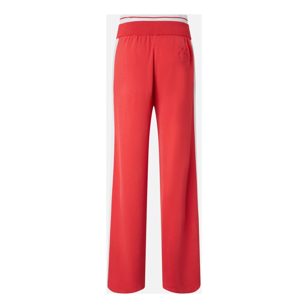pinko Rode Wide Leg Joggers met Side Stripe Red Dames