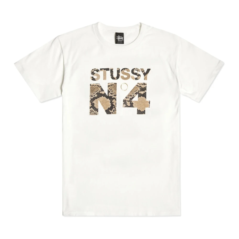 Stüssy Slangenprint Wit T-shirt White Heren