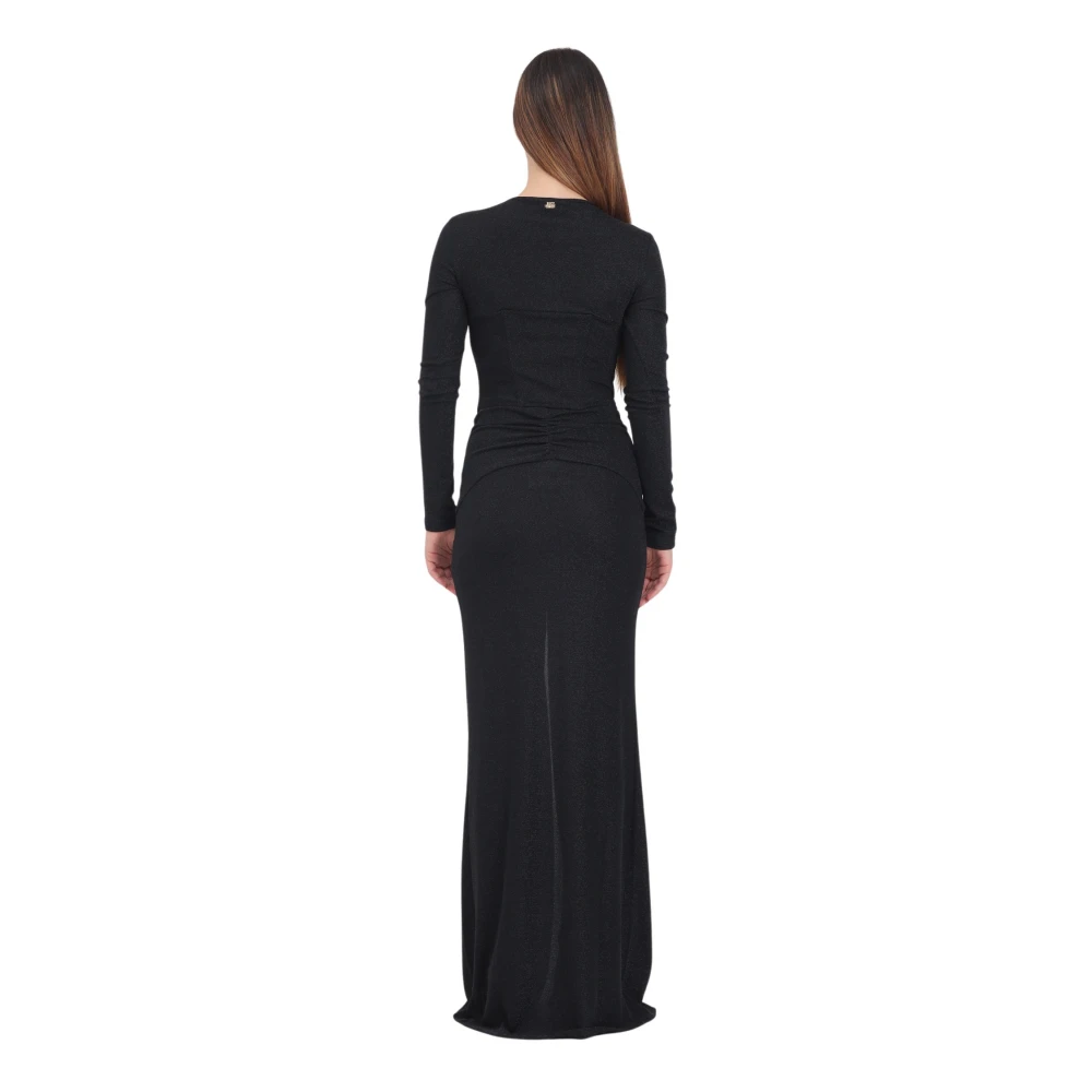 Just Cavalli Zwarte Lurex Midi Rok met Slang Detail Black Dames